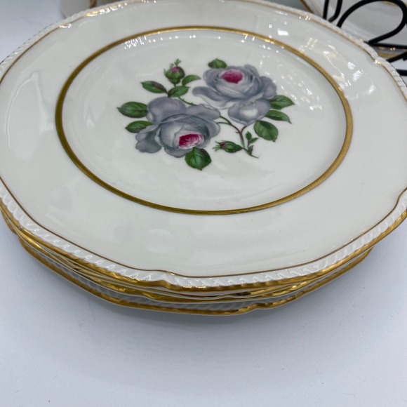 Vintage Set of 6 Royal Germany Tettau Salad Plates Shabby Cottage Gorgeous - Picture 6 of 7